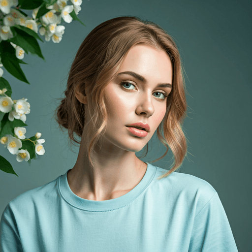 Soft ethereal portrait with blooming jasmine